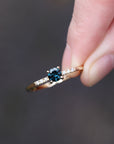 Pavé Solitaire - Natural Sapphire Ring