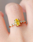 Astra engagement ring - 0.77ct oval Lab yellow diamond & natural diamonds