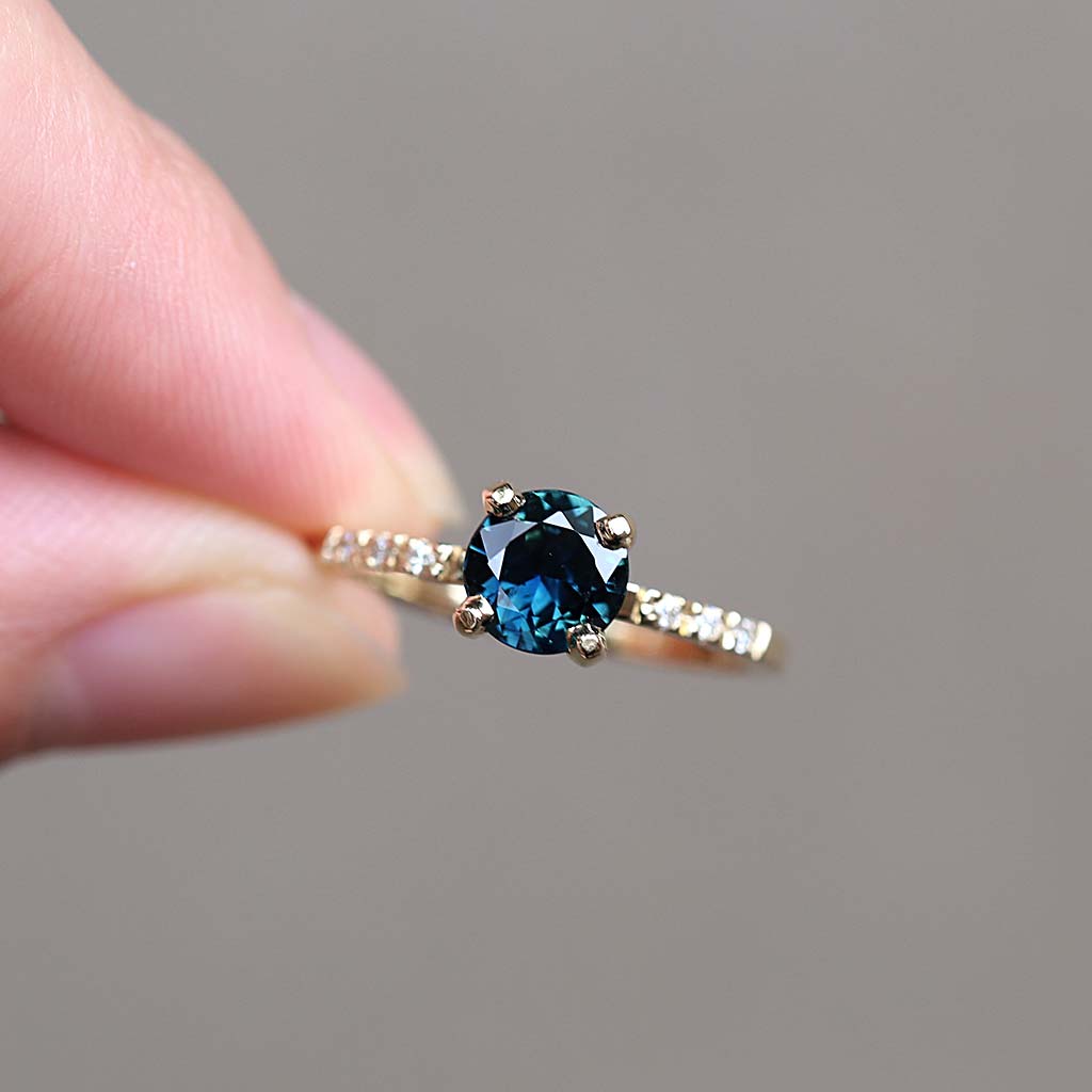 Pavé Solitaire - Natural Sapphire Ring