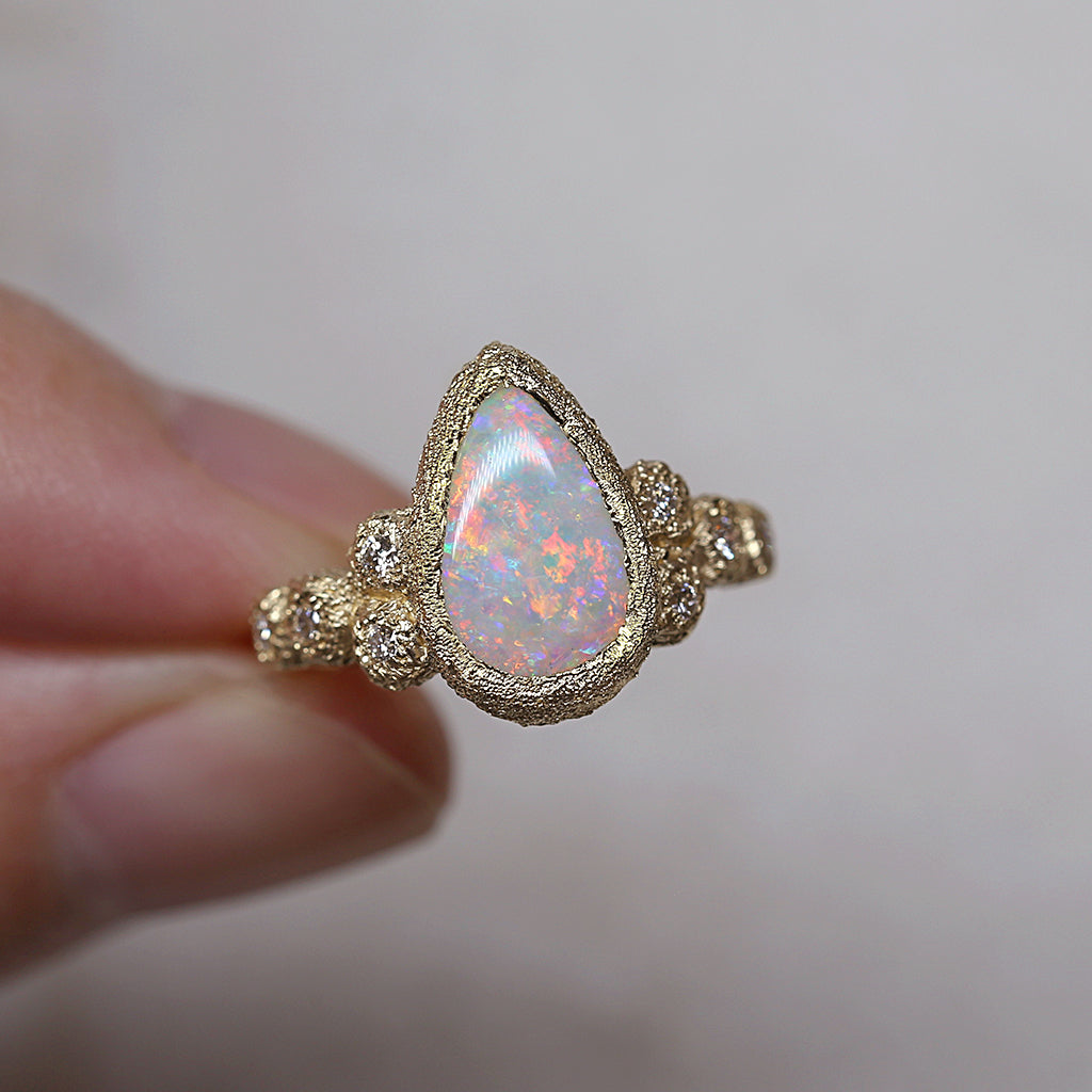 Meteorite - Natural Opal Ring