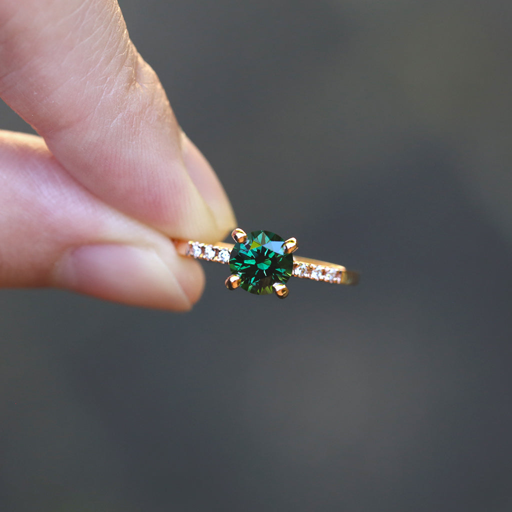 Pavé Solitaire - Natural Sapphire Ring