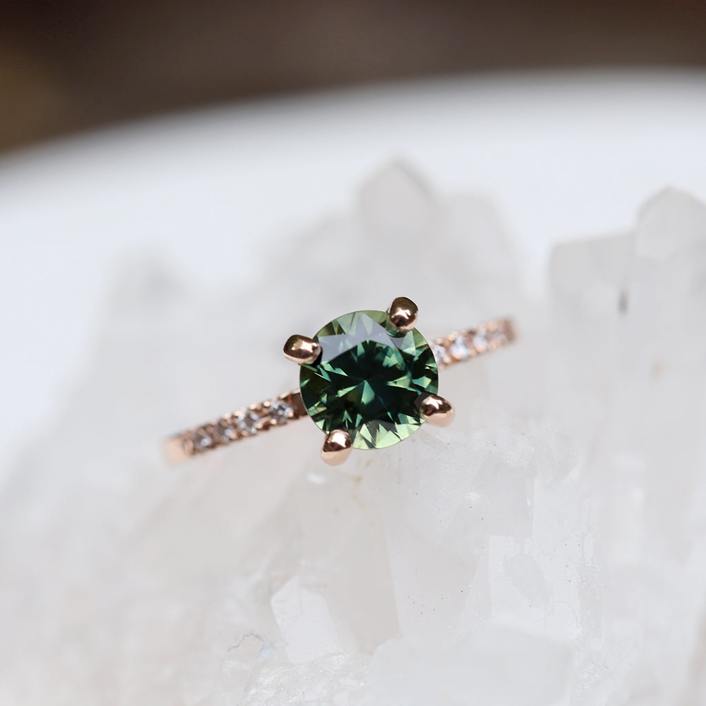 Pavé Solitaire - Natural Sapphire Ring