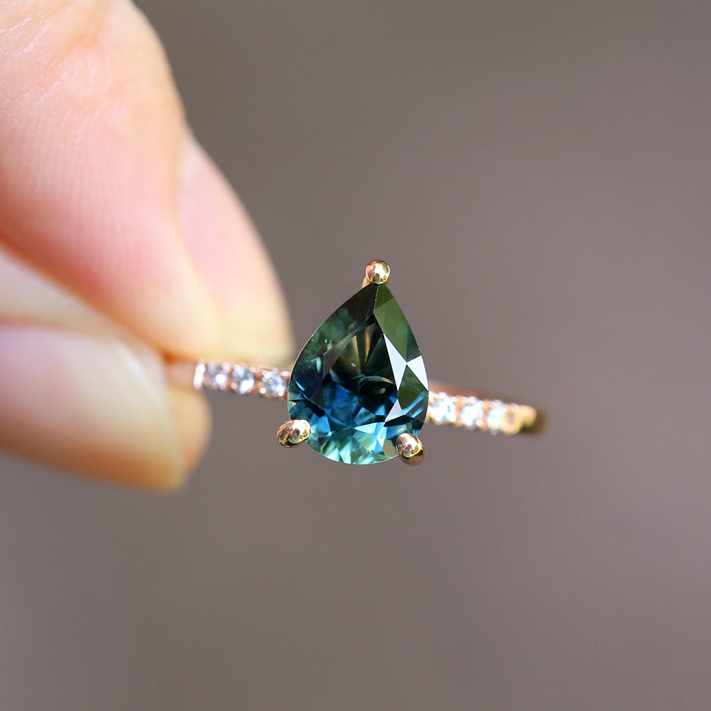 Pavé Solitaire - Natural Sapphire Ring