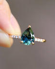 Pavé Solitaire - Natural Sapphire Ring