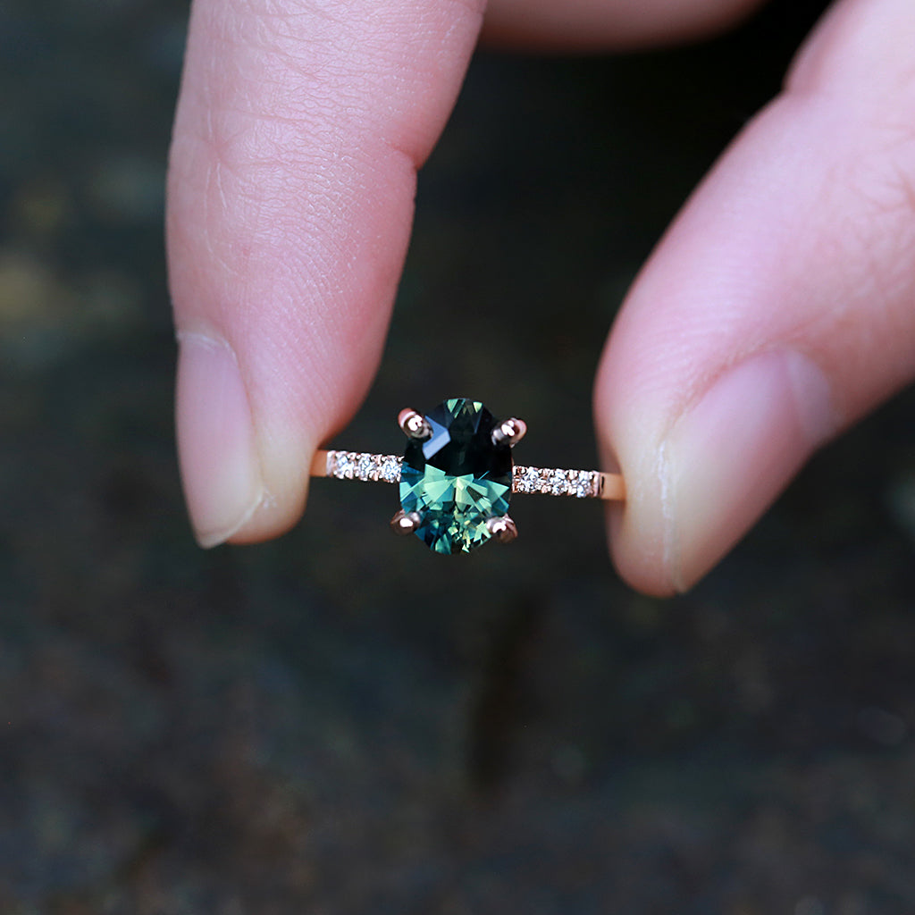 Pavé Solitaire - Natural Sapphire Ring