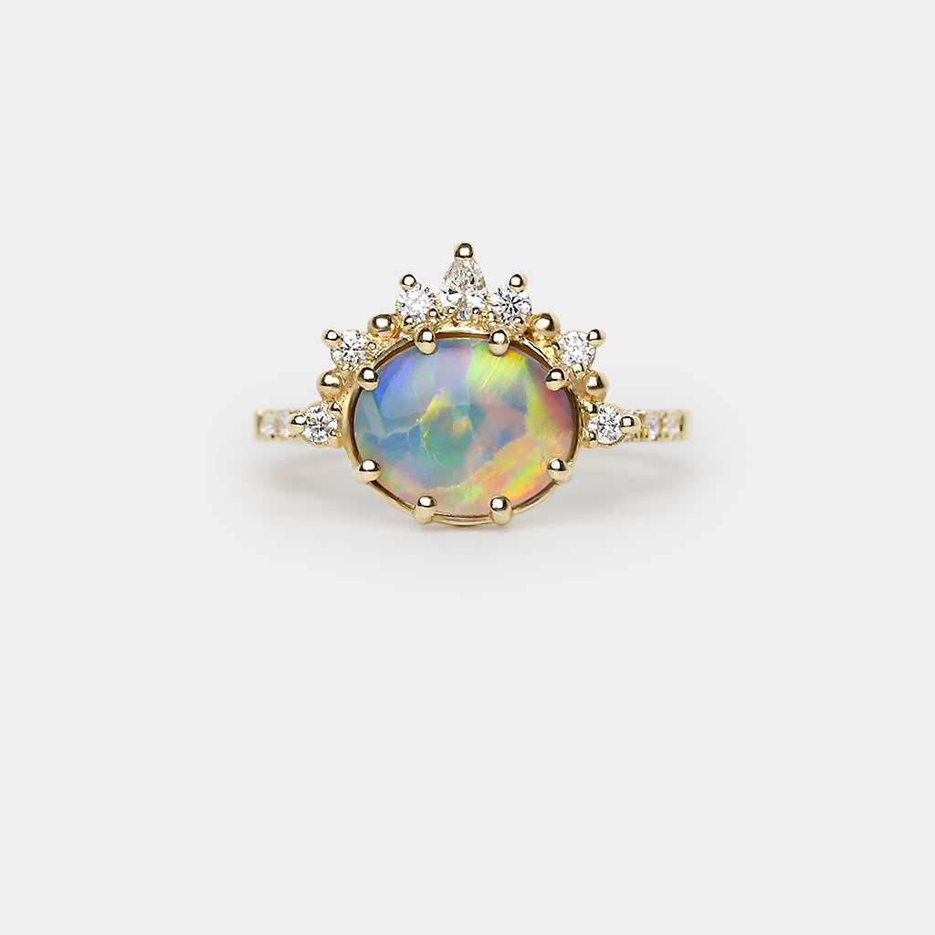 Tiara black Opal Ring - 1.16ct black opal
