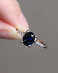 Pavé Solitaire - Natural Sapphire Ring