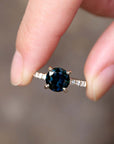 Pavé Solitaire - Natural Sapphire Ring
