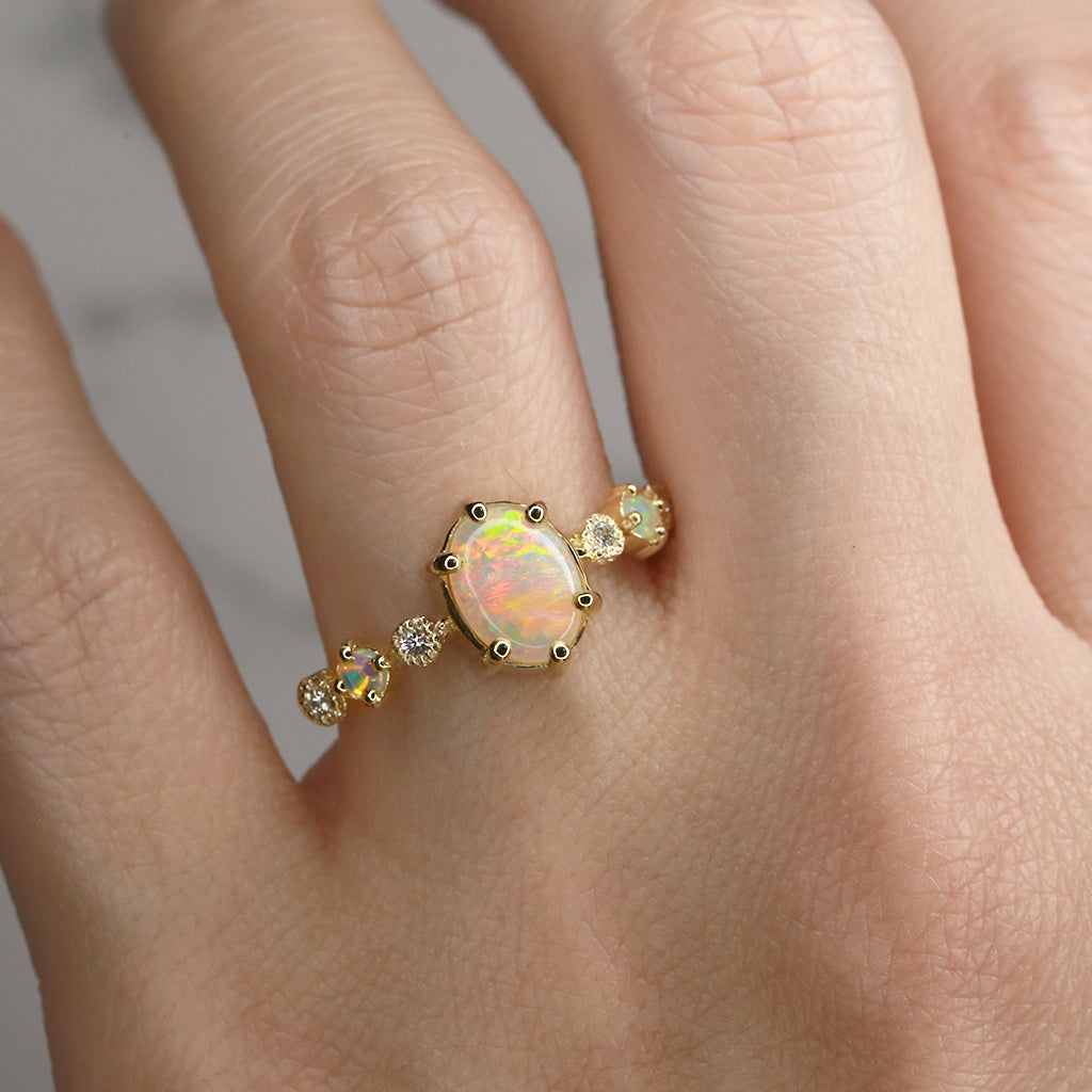 Harmony Crystal Opal Ring - 8x6mm Oval crystal opal