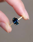Pavé Solitaire - Natural Sapphire Ring