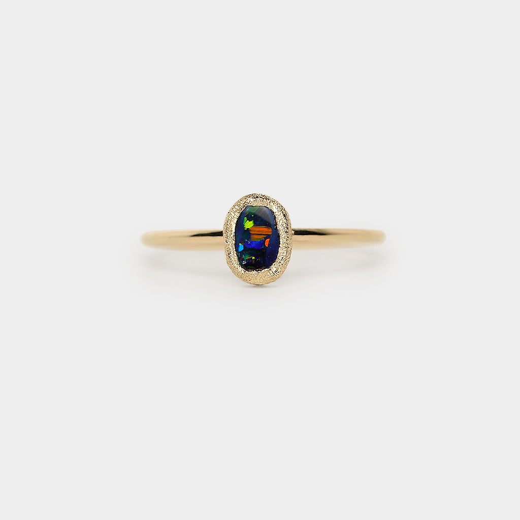 Meteorite bezel boulder opal ring 6