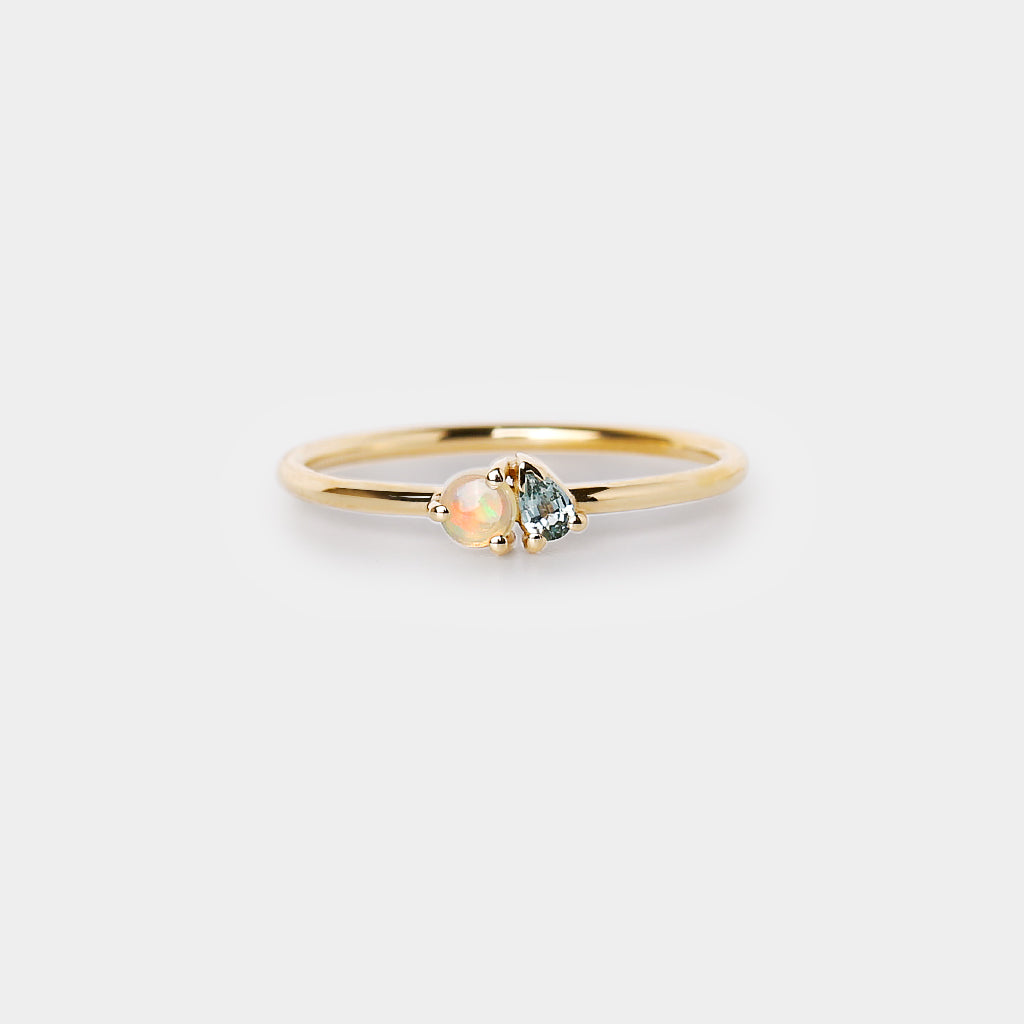 petite toi et moi ring - opal & sapphire