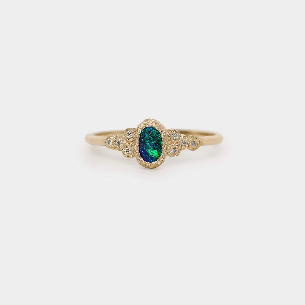 Meteorite boulder opal ring