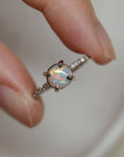 Pavé Solitaire - Natural Opal Ring