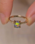 Pavé Solitaire - Natural Opal Ring