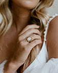 Promise engagement ring - 3.08ct oval natural white opal
