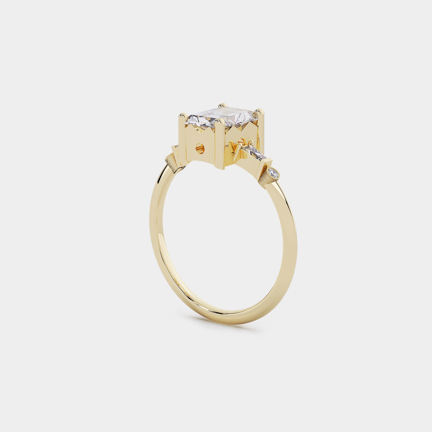 Astra Diamond Ring - Emerald cut Lab Diamond