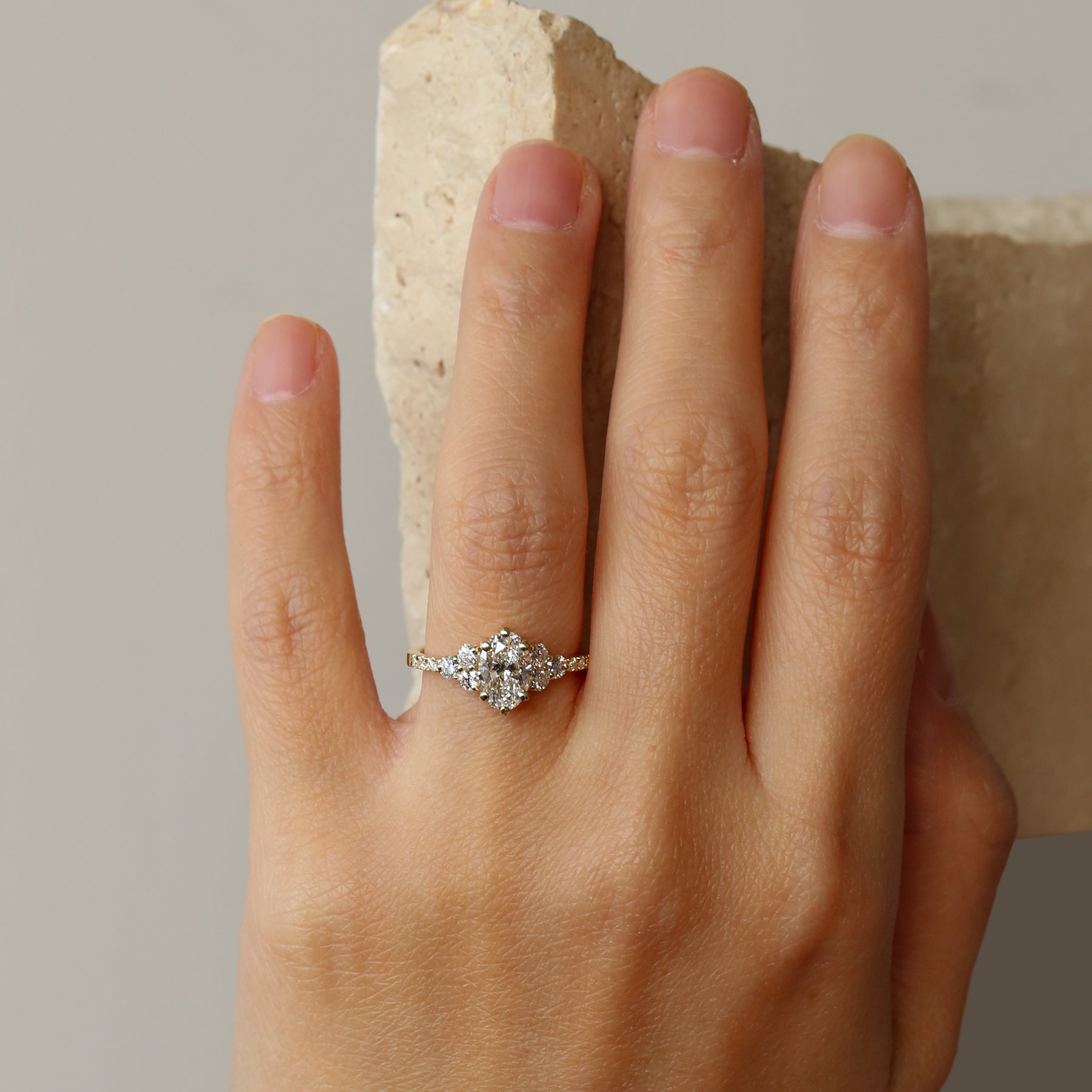 Cluster oval lab diamond ring-james and irisa
