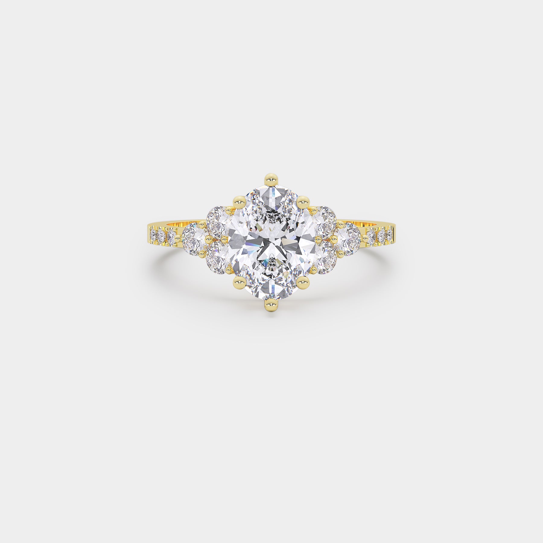 Cluster Diamond Ring - Oval Lab Diamond