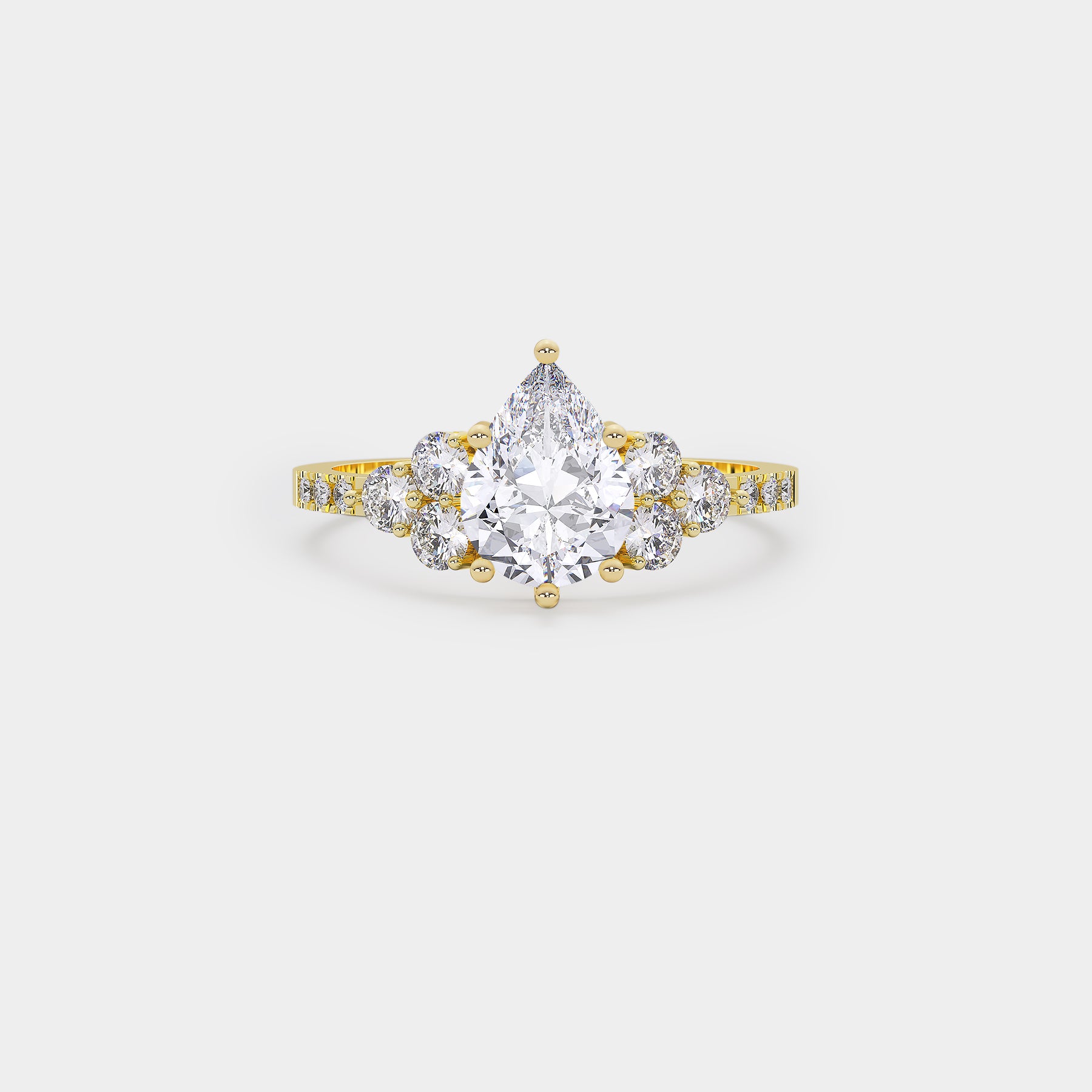 Cluster Diamond Ring - Pear Lab Diamond