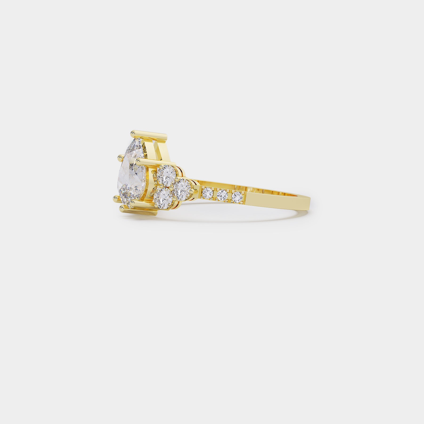 Cluster Diamond Ring - Pear Lab Diamond
