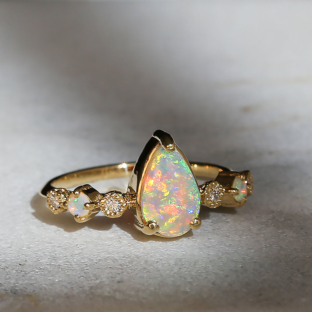 Harmony Crystal Opal Ring - 1.33ct pear crystal opal