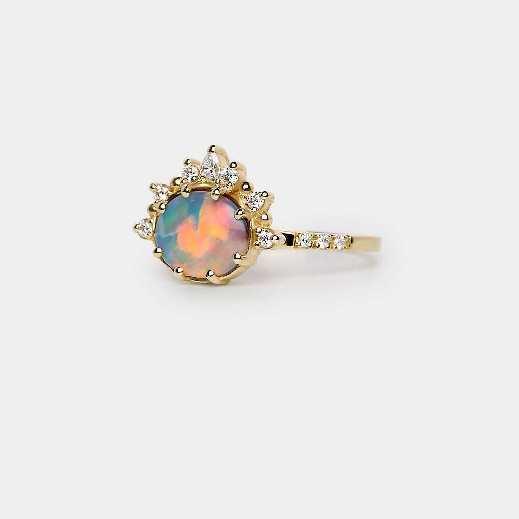Tiara black Opal Ring - 1.16ct black opal