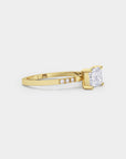 East-West Pavé Solitaire Diamond Ring - Emerald Cut Lab Diamond