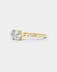 East-West Pavé Solitaire Diamond Ring - Oval Lab Diamond