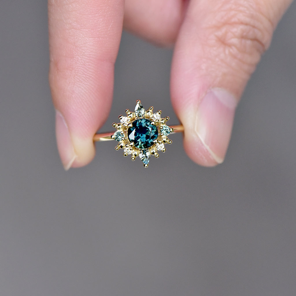 Estella Halo Sapphire ring - 1.0ct round sapphire