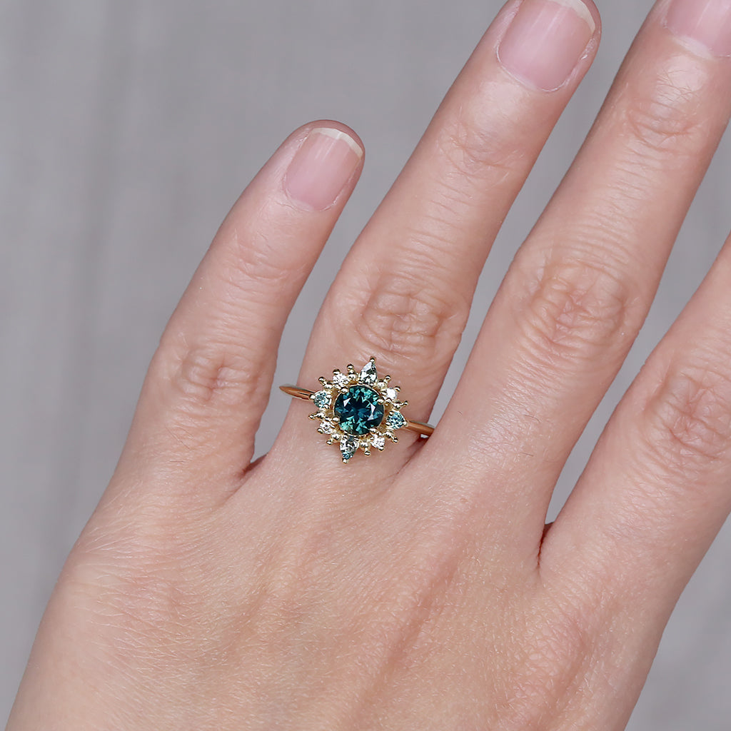 Estella Halo Sapphire ring - 1.0ct round sapphire