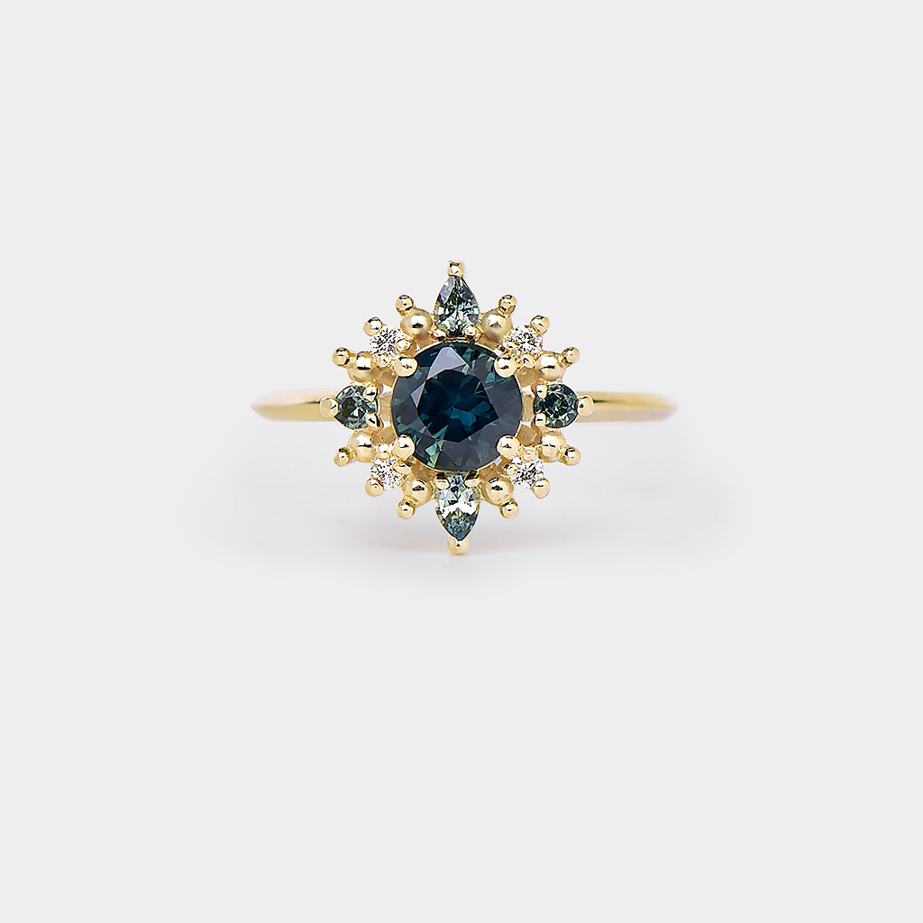 Estella Halo Sapphire ring - 1.0ct round sapphire