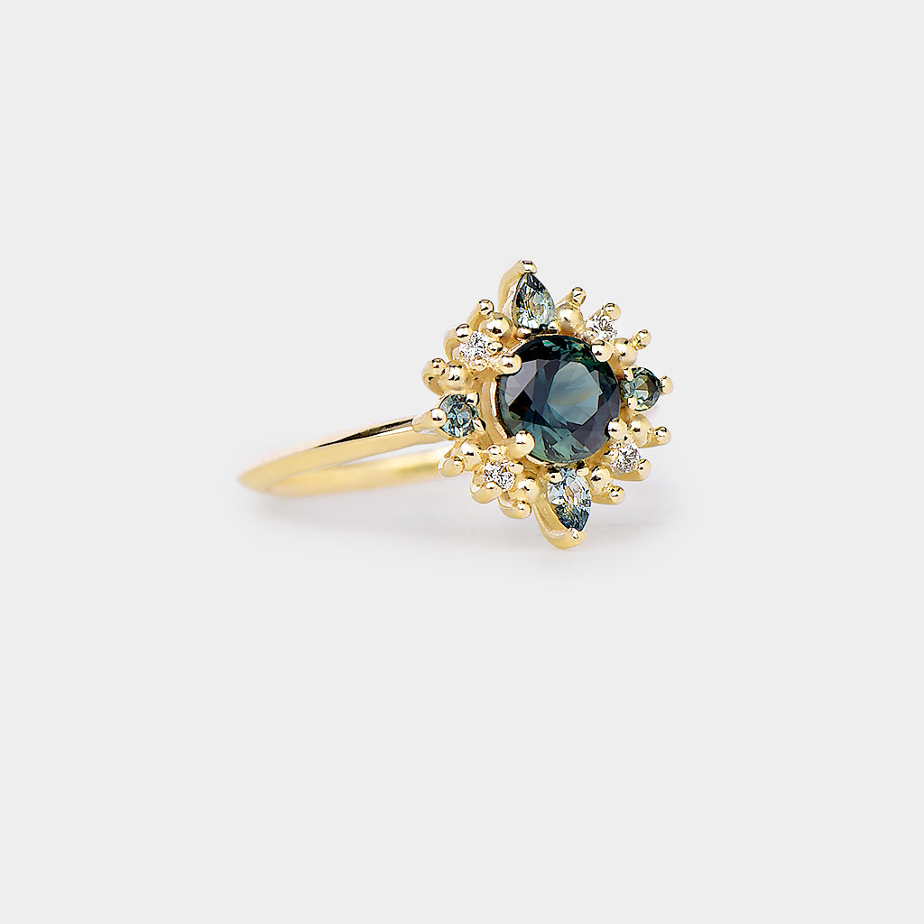 Estella Halo Sapphire ring - 1.0ct round sapphire