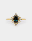 Mini Sunray Halo Sapphire ring - 0.75ct oval sapphire