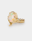 Promise engagement ring - oval natural white opal