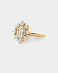 Sunray halo diamond ring - 1.0ct oval lab white diamond & natural diamonds