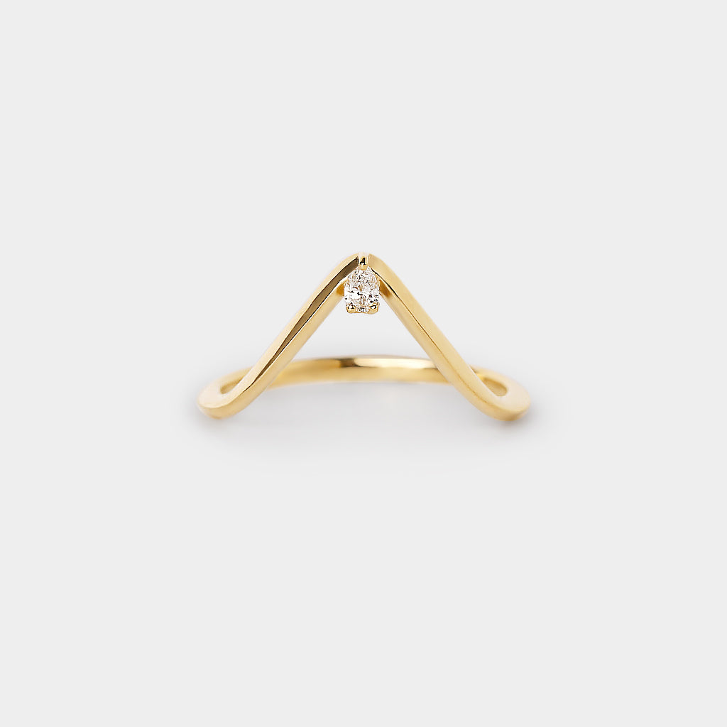 Promise long curved band - Natural diamond