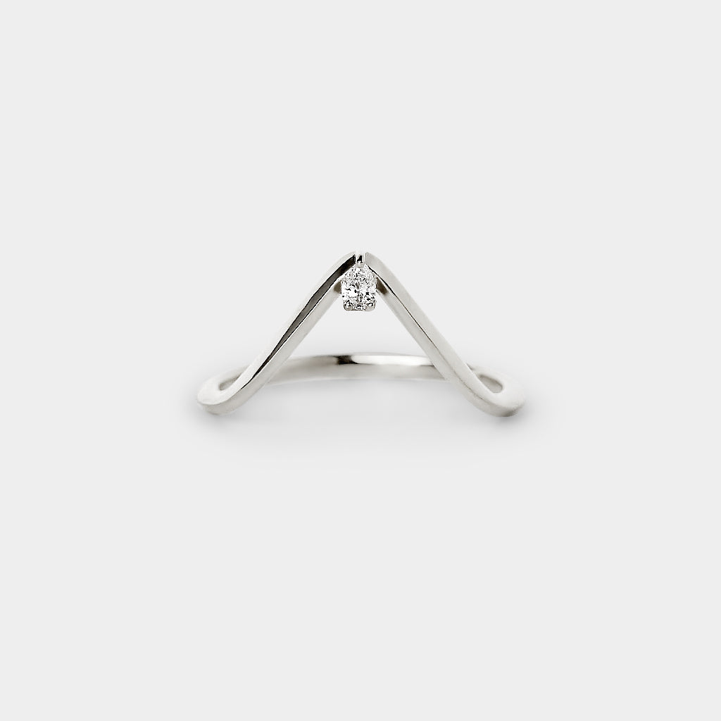 Promise long curved band - Natural diamond