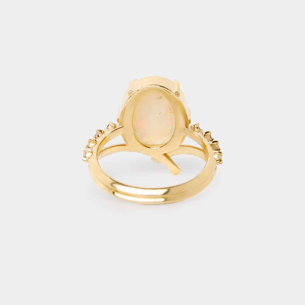 Promise engagement ring - 3.08ct oval natural white opal
