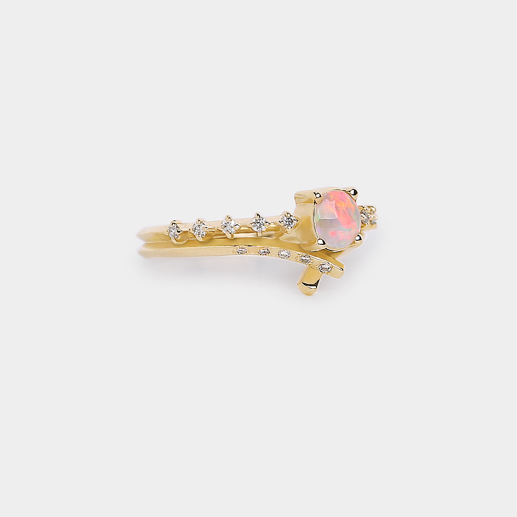 Promise engagement ring - 5mm round natural crystal opal