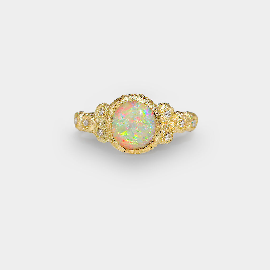 Meteorite Ring - 1.47ct rainbow White Opal