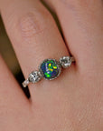 Destiny opal ring - 6mm round black opal
