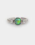 Destiny opal ring - 6mm round black opal