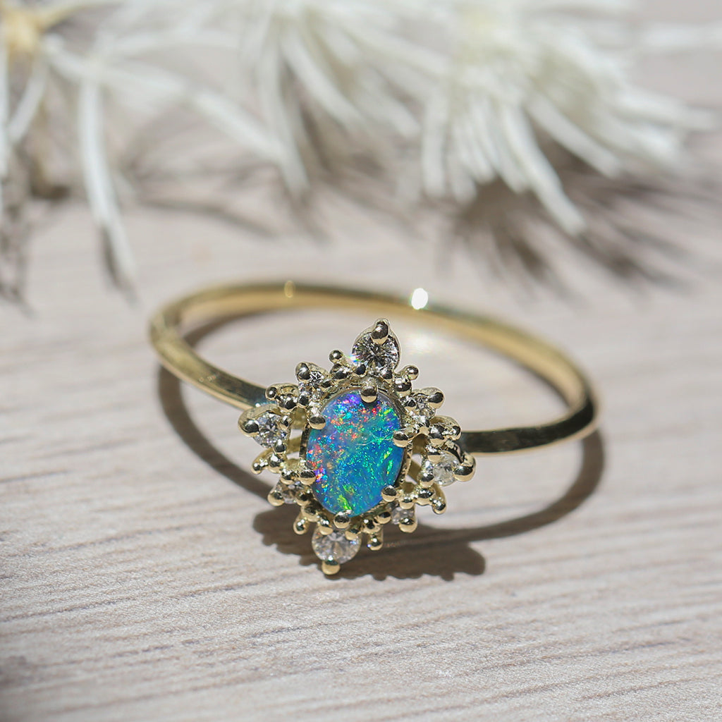 Mini Sunray - Natural Opal Ring