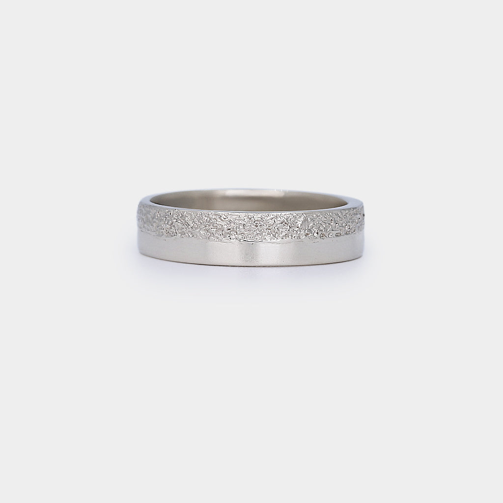 Half Textured Band - 5mm wide / 1.5mm thick