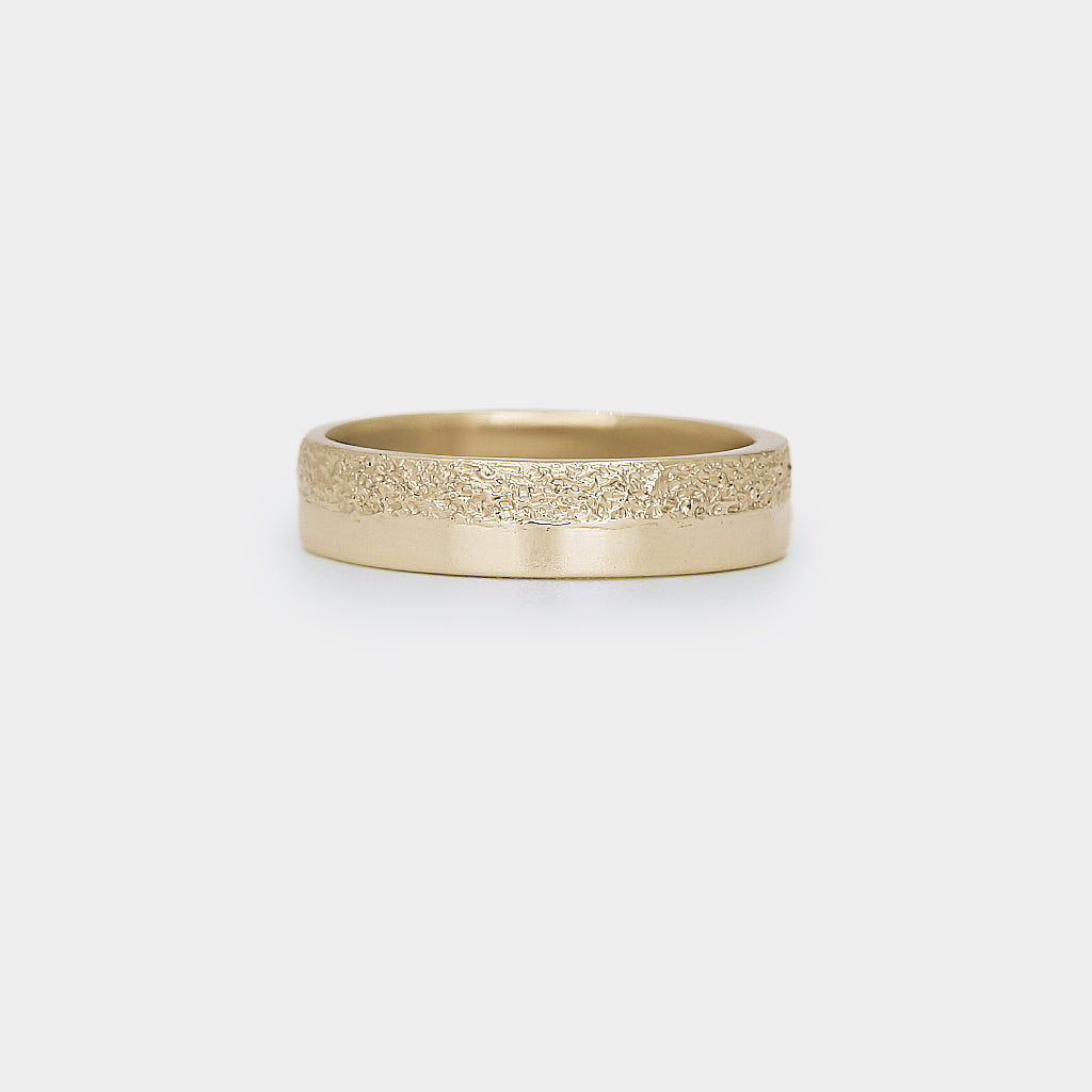 Half Textured Band - 5mm wide / 1.5mm thick
