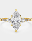 Pavé Trilogy Diamond Ring - Marquise Lab Diamond