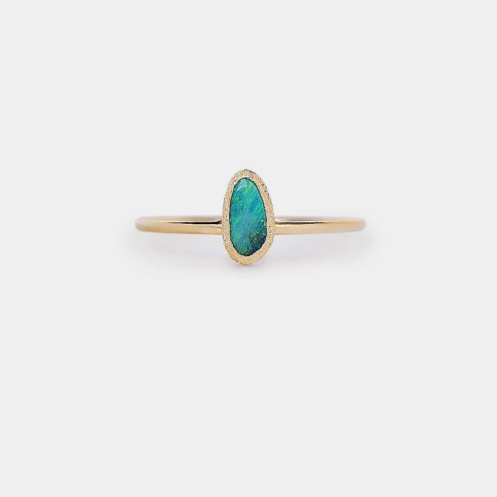 Meteorite bezel boulder opal ring 1