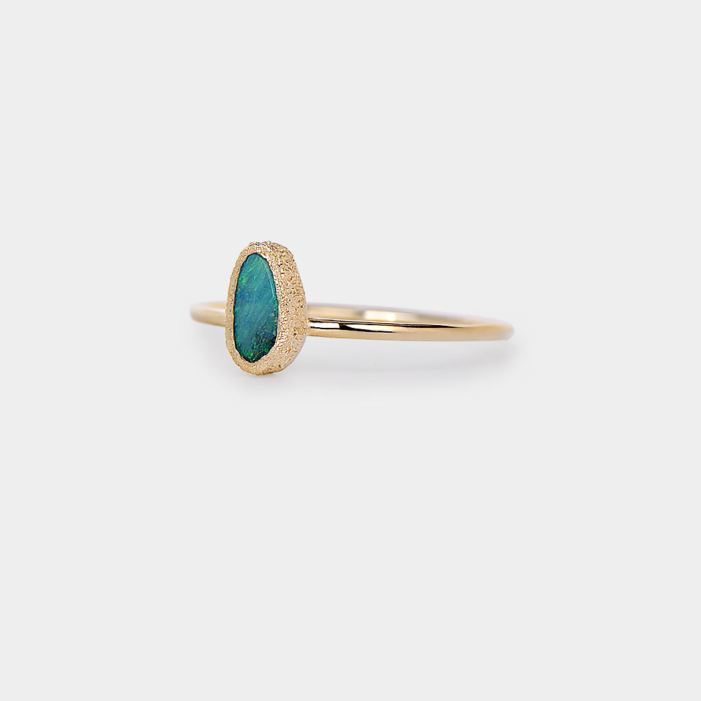 Meteorite bezel boulder opal ring 1