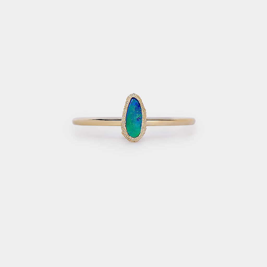 Meteorite bezel boulder opal ring 2